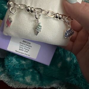 Silver Charm Bracelet with Pastel Shell & Ice Cream Charms - Bomb Party